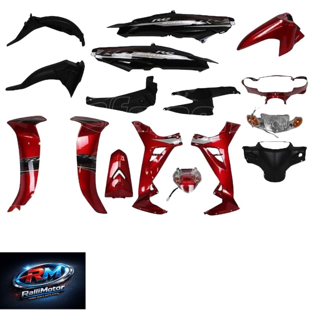 KAPORTA SETİ YAMAHA CRYPTON C8 KIRMIZI RENK (FAR+STOP DAHİL)