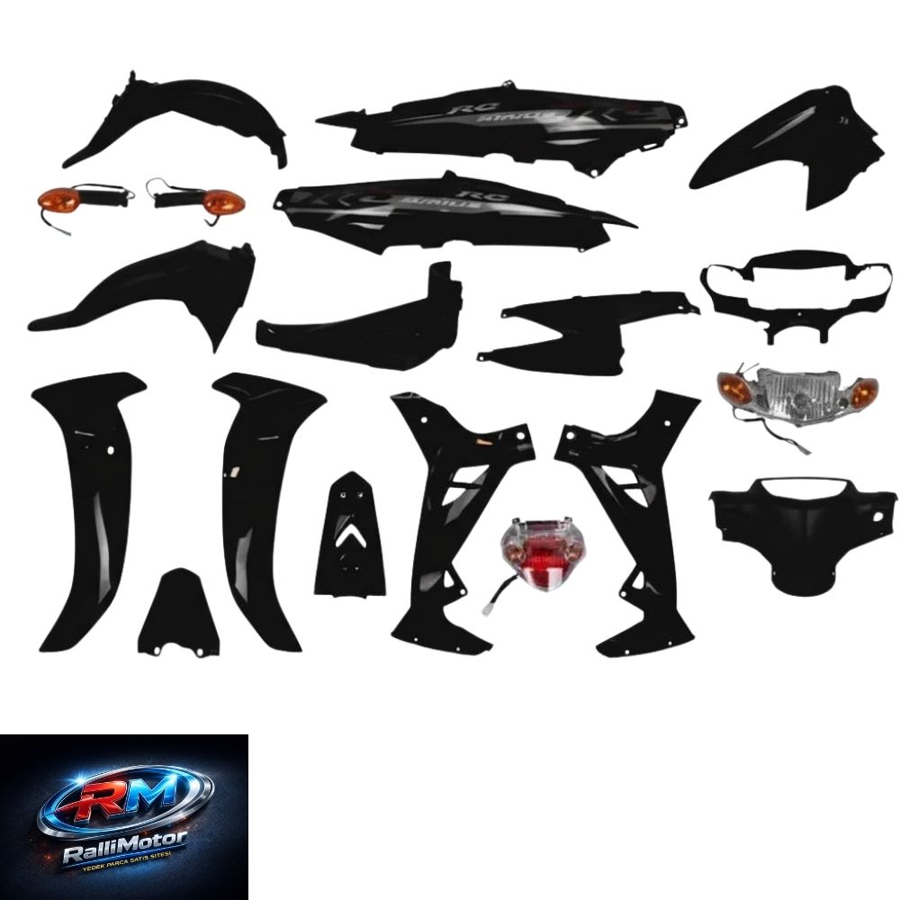KAPORTA SETİ YAMAHA CRYPTON C8 SİYAH (FAR+STOP DAHİL)